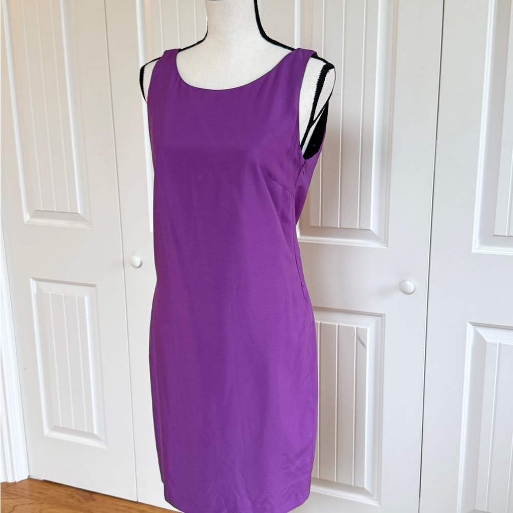 ZARA Purple Open V-Back Sleeveless Sheath Dress Mini Cocktail Party Modern M - Picture 6 of 13